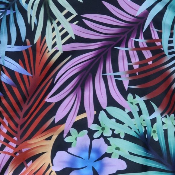 SHEIN TROPICAL FLORAL BANDEAU ONE PIECE CHEEKY SWIMSUIT SIZE MEDIUM - Picture 3 of 5